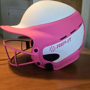 RIP-IT Pink and White Kids Sofball Batting Helmet